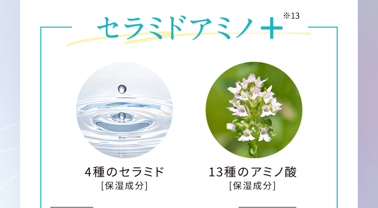 セラミドアミノ※13 ＋ 4種のセラミド[保湿成分] 13種のアミノ酸[保湿成分] 