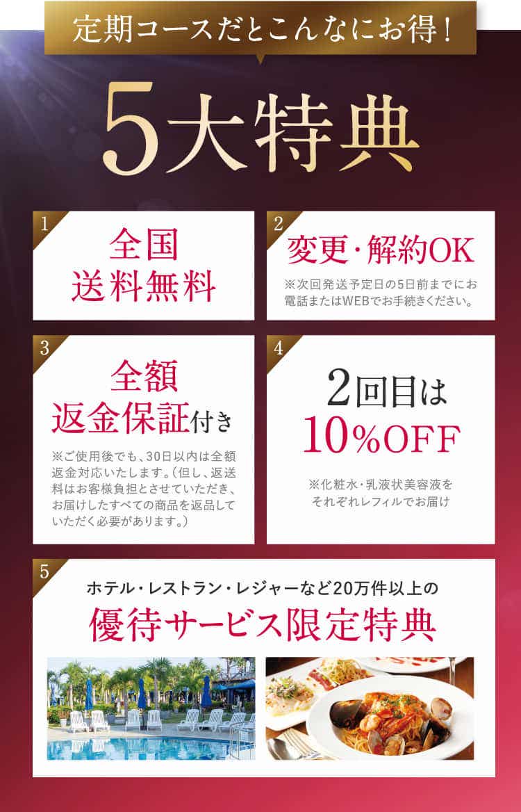 定期コースだとこんなにお得！5大特典