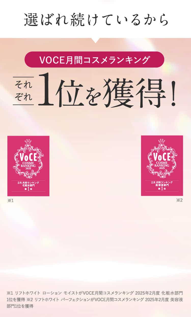 VOCE月間コスメランキングそれぞれ1位を獲得！