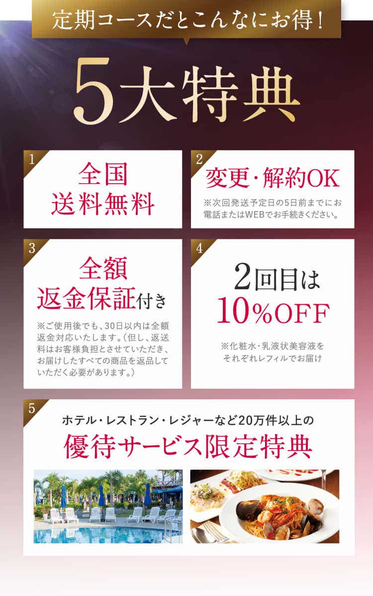 定期コースだとこんなにお得！5大特典
