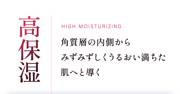 高保湿 角質層の内側からみずみずしくうるおい満ちた肌へと導く