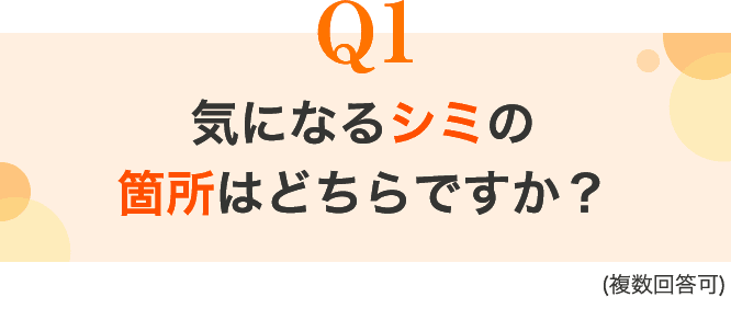 Q1 気になるシミの箇所はどちらですか？(複数回答可)