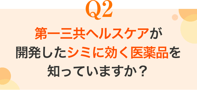 Q2 第一三共ヘルスケアが 開発したシミに効く医薬品を 知っていますか？
