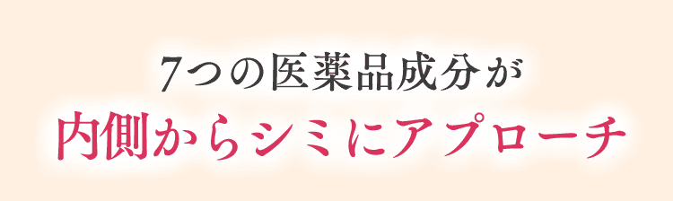 7つの医薬品成分が 内側からシミにアプローチ