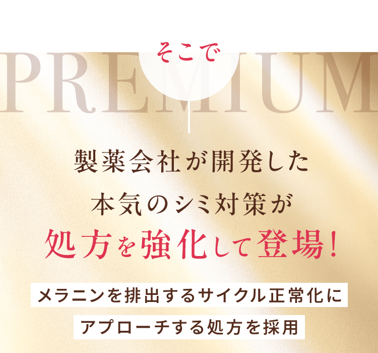 そこで 製薬会社が開発した本気のシミ対策が処方を強化して登場!メラニンを排出するサイクル正常化にアプローチする処方を採用