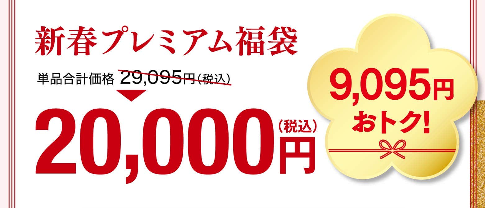 新春プレミアム福袋 20,000円 9,095円おトク！