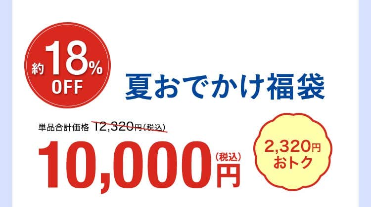 夏おでかけ福袋 18%OFF 10,000円 2320円おトク