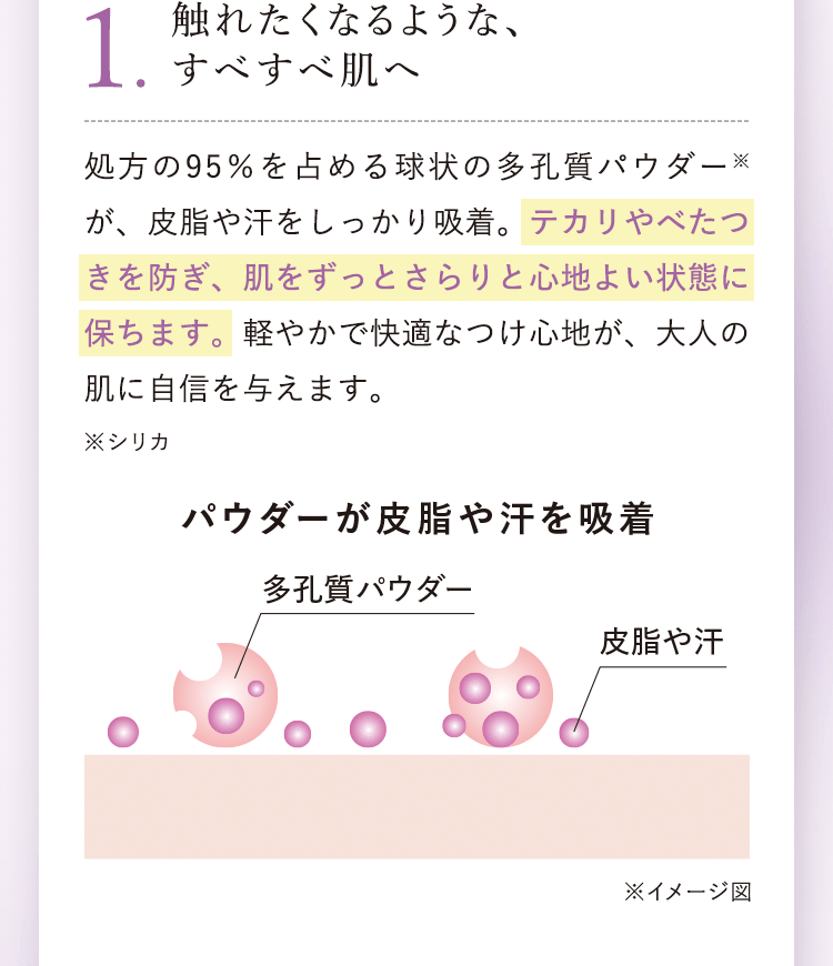 1.触れたくなるような、すべすべ肌へ