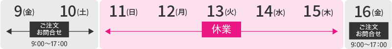 8月13日(火)～15日(木)休業