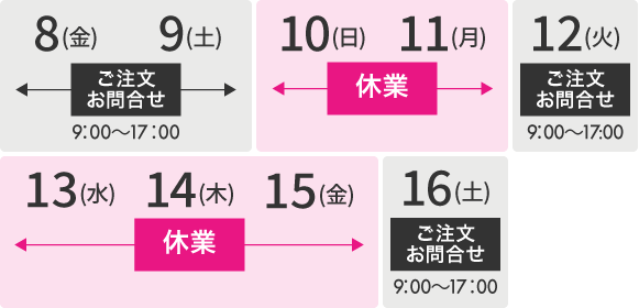 8月13日(水)～15日(金)休業