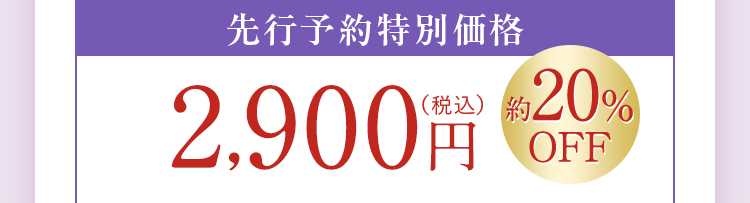 先行予約特別価格2,900円（税込）約20%OFF