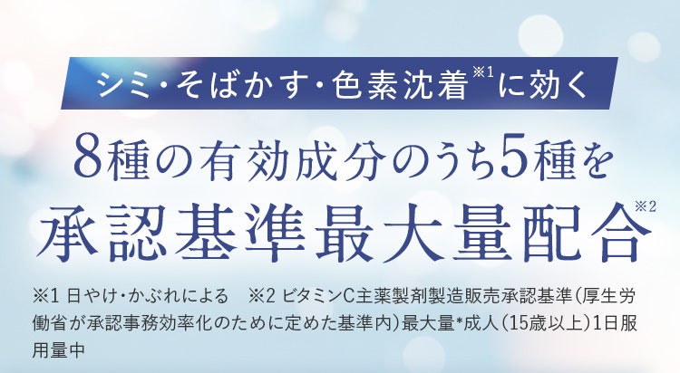 シミ・そばかす・色素沈着※1に効く 8種の有効成分のうち5種を承認基準最大量配合※2